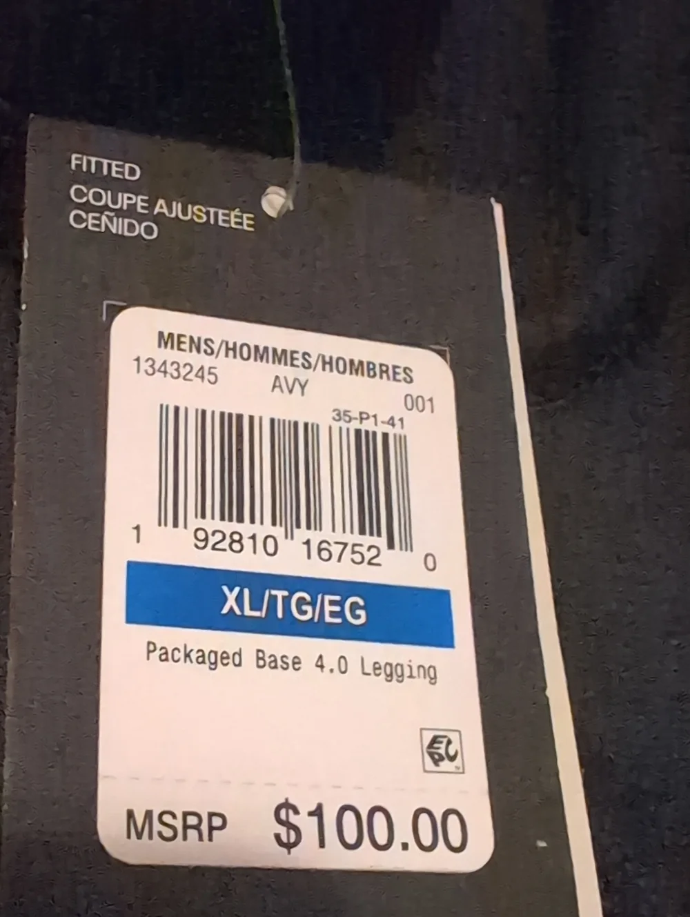 UNDER ARMOUR MEN'S PACKAGED BASE 4.0 LEGGINGS SIZE XL